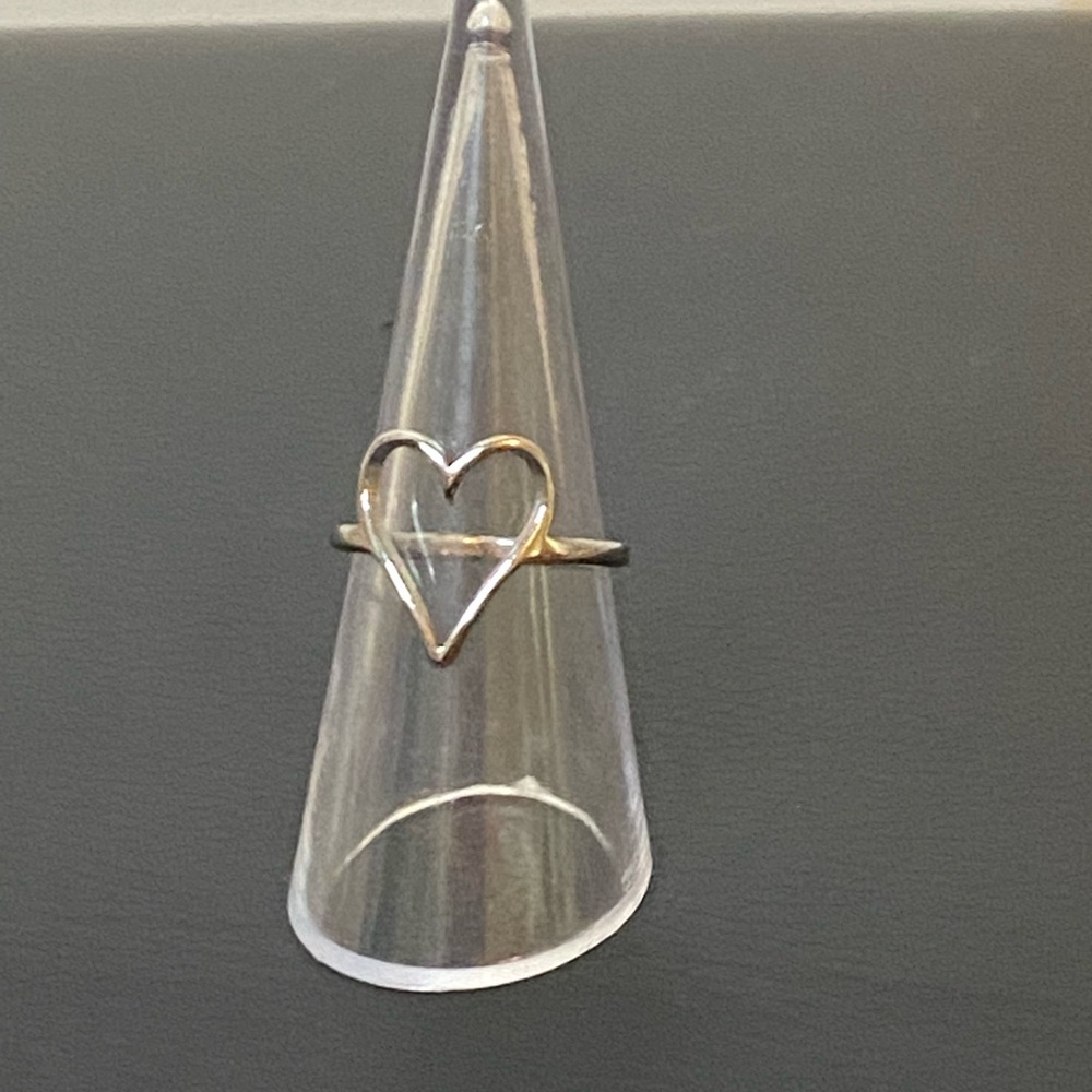 Silver Stainless Steel Heart Ring sz 6.5